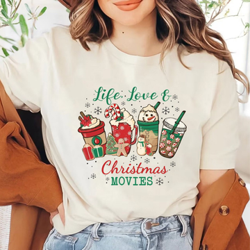 Life Love Christmas Movies Shirt, Holiday Spirit Shirts, This is my Christmas Movies Watching Shirt, Cute Christmas Party Shirt