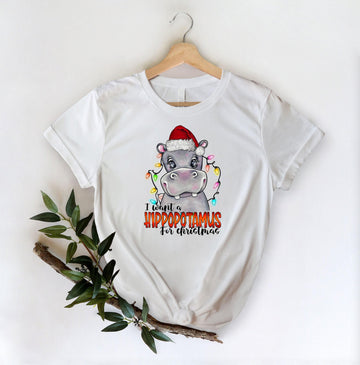 I Want A Hippopotamus For Christmas Shirt, Hippo Christmas Lights Shirt, Xmas Party Shirt, Family Christmas Shirt, Gift For Christmas