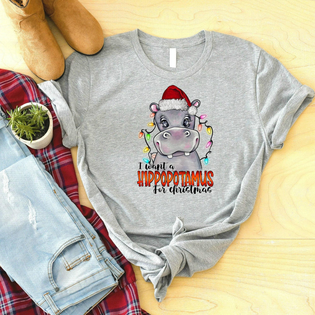 I Want A Hippopotamus For Christmas Shirt, Hippo Christmas Lights Shirt, Xmas Party Shirt, Family Christmas Shirt, Gift For Christmas