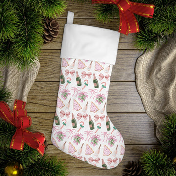 pink stocking pastel christmas stocking for girl preppy stocking bow pink ribbon stocking pink bow christmas decoration christmas cake decor