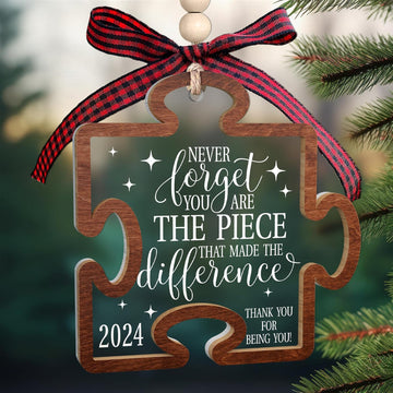 Never Forget You are The Piece That Made The Difference Ornament - Thank You Gifts for Women, Boss, Coworkers, Teacher, Friends - Thank You Christmas Ornament - Wood and Acrylic Puzzle Ornament