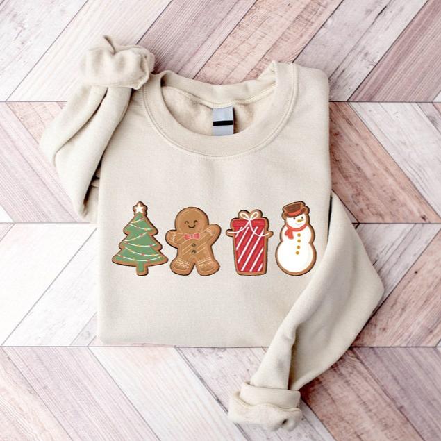 Cute Gingerbread Cookies Sweatshirt, Womens Christmas Sweatshirt, Merry Christmas, Cute Christmas Cookies Sweatshirt, Holiday Sweater