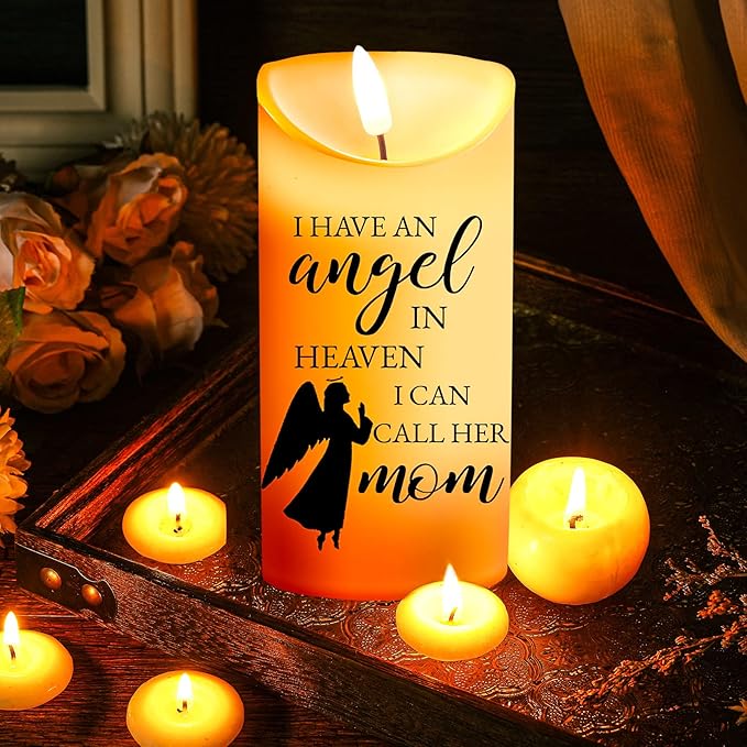 Sympathy Gifts for Loss of Mother LED Flameless Candles Angel Memorial Candles in Remembrance of My Mother Memorial Candles for Loss of Loved One Mom Sympathy Candle