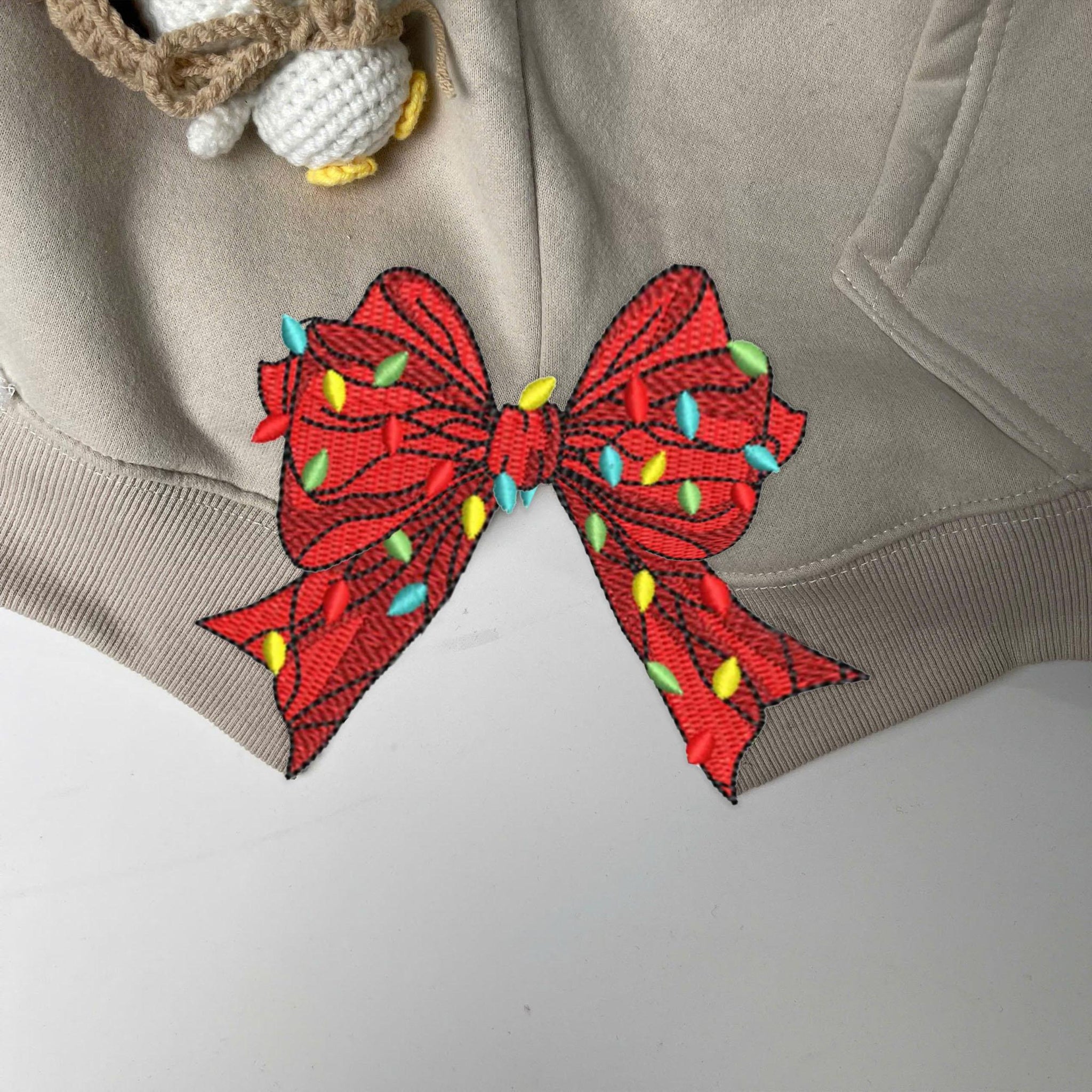 Christmas Embroidered Sweatshirt, Merry Side Bow Cut-Out Sweatshirt, Plaid Christmas Pullover, Trendy Coquette Bow, Side Bow Sweatshirt