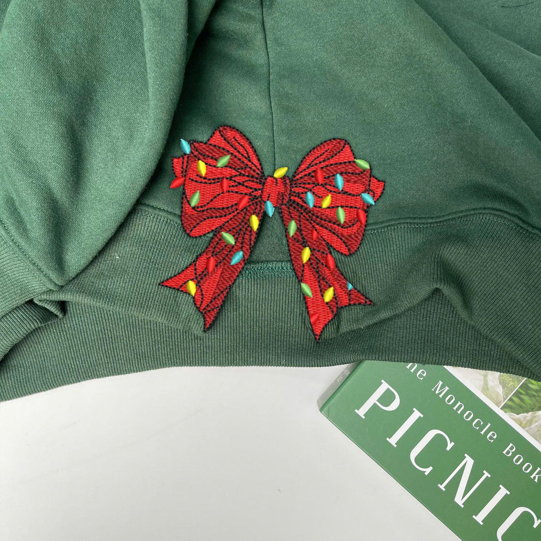 Christmas Embroidered Sweatshirt, Merry Side Bow Cut-Out Sweatshirt, Plaid Christmas Pullover, Trendy Coquette Bow, Side Bow Sweatshirt