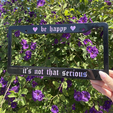 Be Happy License Plate Frame, Cute Car Accessories, Kawaii Pink Car Decor, Positive Plate Cover Gag Gift, Car Girl Quote Accessory