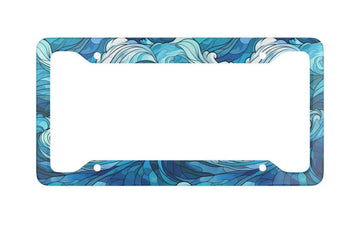 Stained Glass Ocean Waves License Plate Frame - Beachy License Plate - Beach Car Accessory - Waves License Plate Cover - Ocean Car Decor