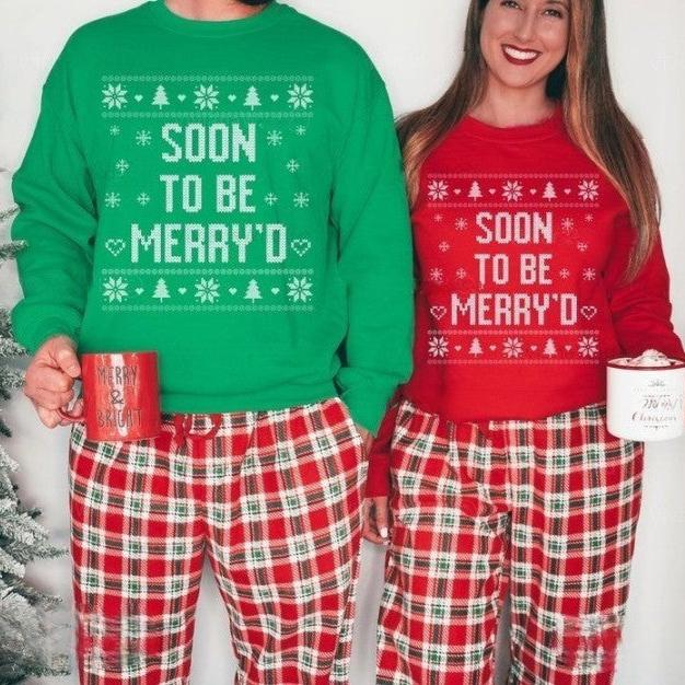 Ugly Christmas Sweater Couple, Soon To Be Merry'd, Merry Bride, Married Christmas, Matching Sweater Couples, Mr and Mrs Christmas Wedding