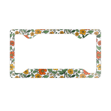 Retro Floral License Plate Frame Cute Metal License Plate Frame MCM Floral Pattern License Plate Frame