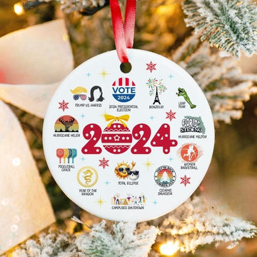 2024 Christmas Ornament | Year in Review | Major Events Commemorative | Funny & Cute Year to Remember Ornament | Funny 2024 Major Events