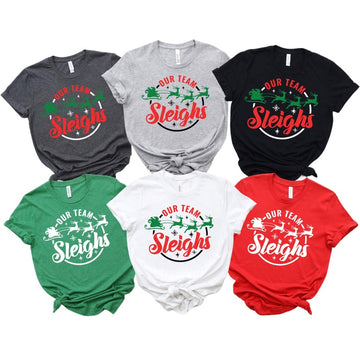 our team sleighs matching shirt team christmas shirts for office office party shirts co workers group shirt gift group christmas shirts