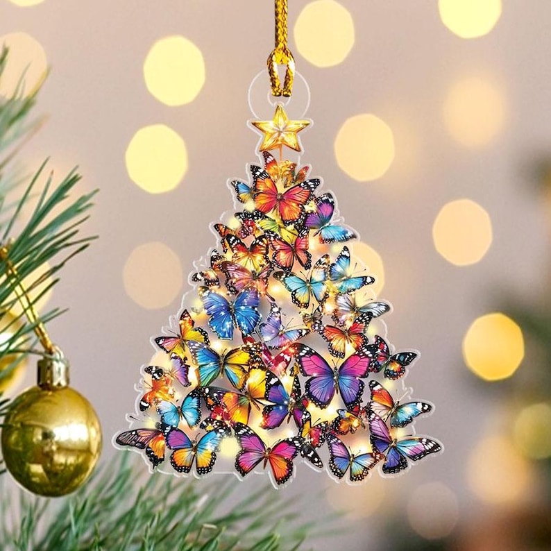 Butterfly Christmas Ornament, Butterfly Christmas Tree Ornaments, Butterfly Ornament 2024 Gift Butterfly Lover Christmas Tree Decor 2d Flat