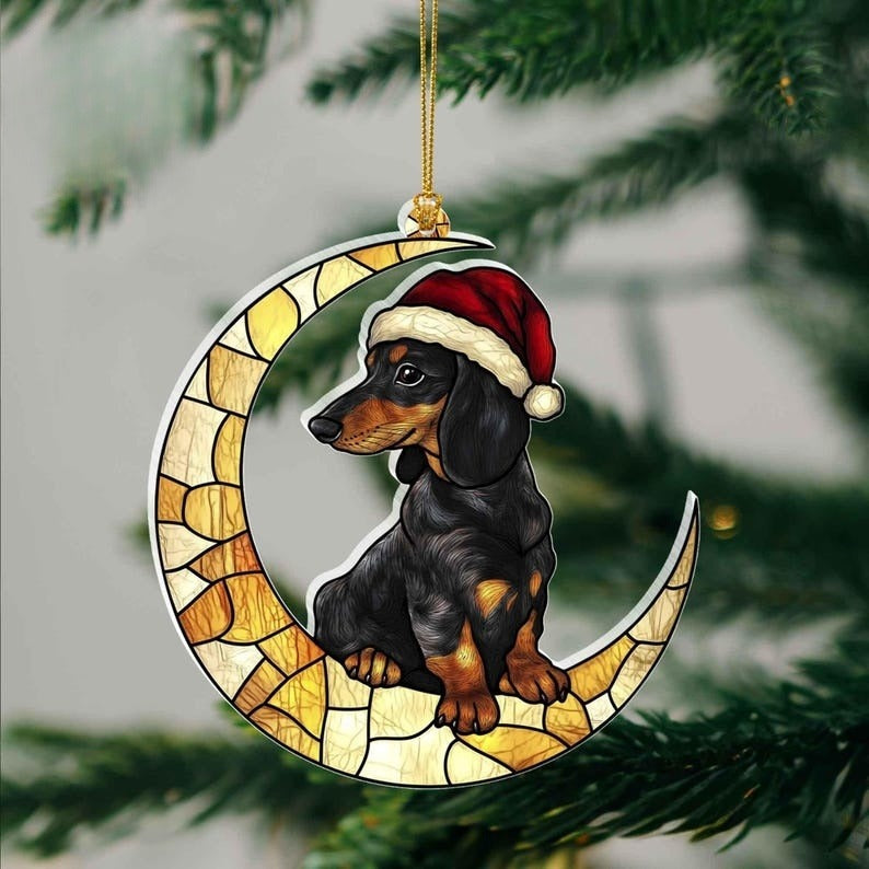 Dachshund Christmas Tree Acrylic Ornament, Funny Dog Christmas Ornament 2024, Dog Lovers Gift Idea Xmas Decor, Cute Sausage Dog Gifts