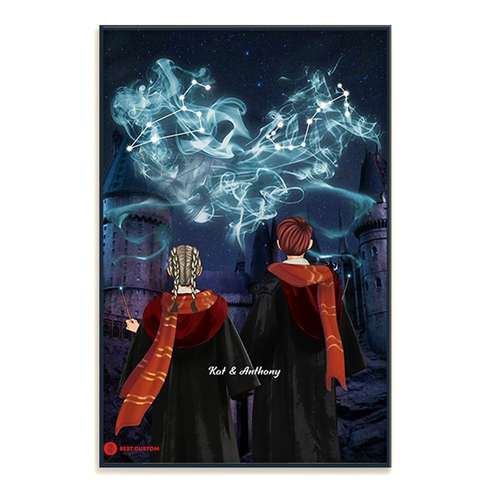 Wizard Couple Patronus Fan - Personalized Canvas - Gift For Couple