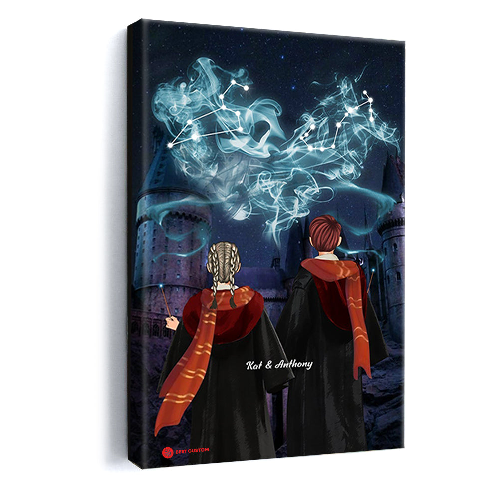 Wizard Couple Patronus Fan - Personalized Canvas - Gift For Couple