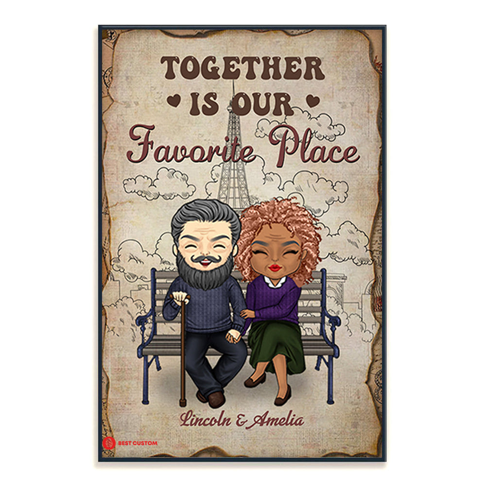 Together Is Our Favorite Place - Personalized Canvas - Gift For Couple