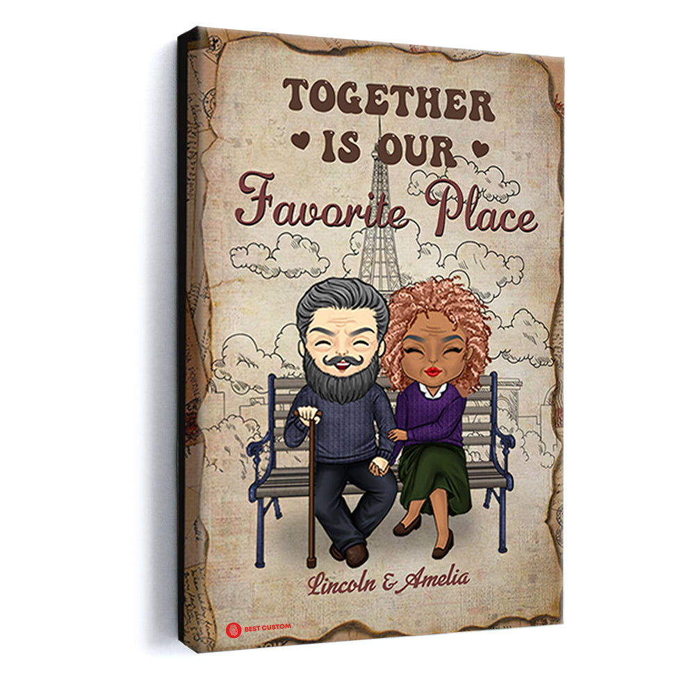 Together Is Our Favorite Place - Personalized Canvas - Gift For Couple