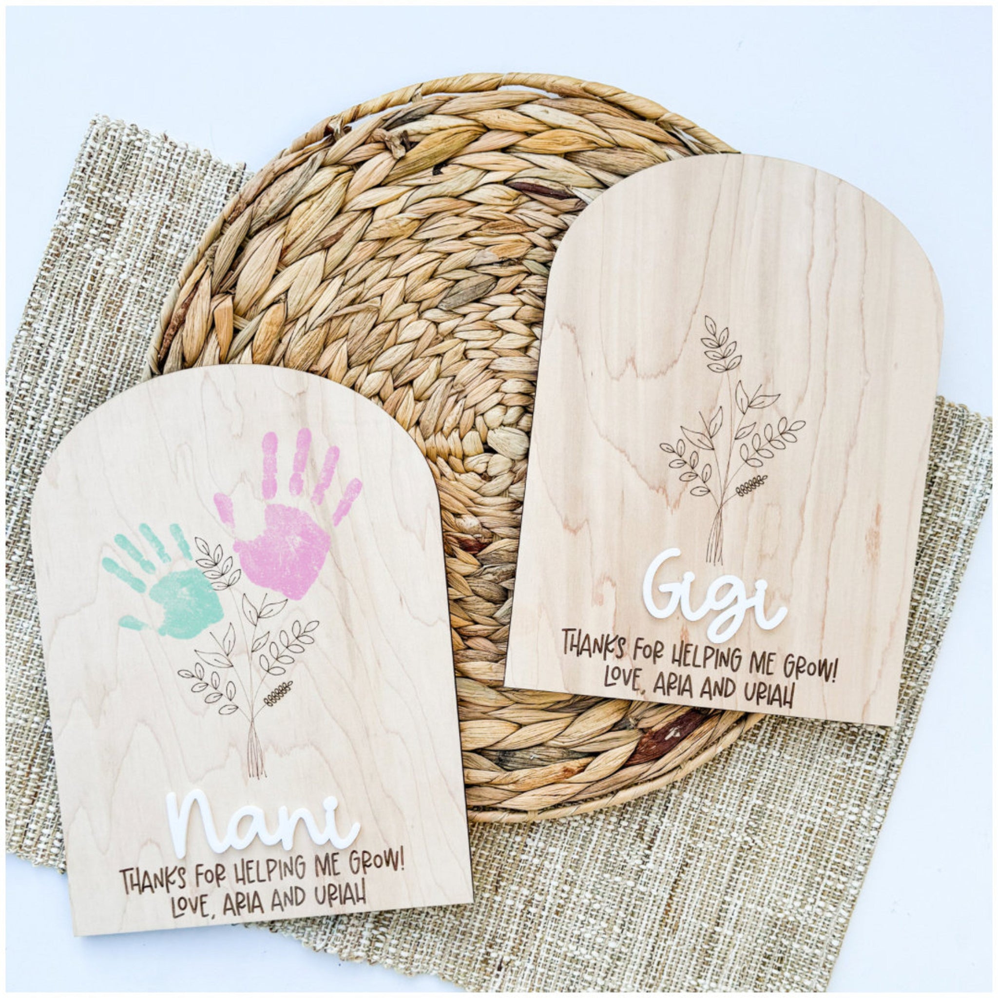 Thank You For Helping Me Grow, Christmas Gift, Birthday Gift For Grandma, Nana, Handprints Flower