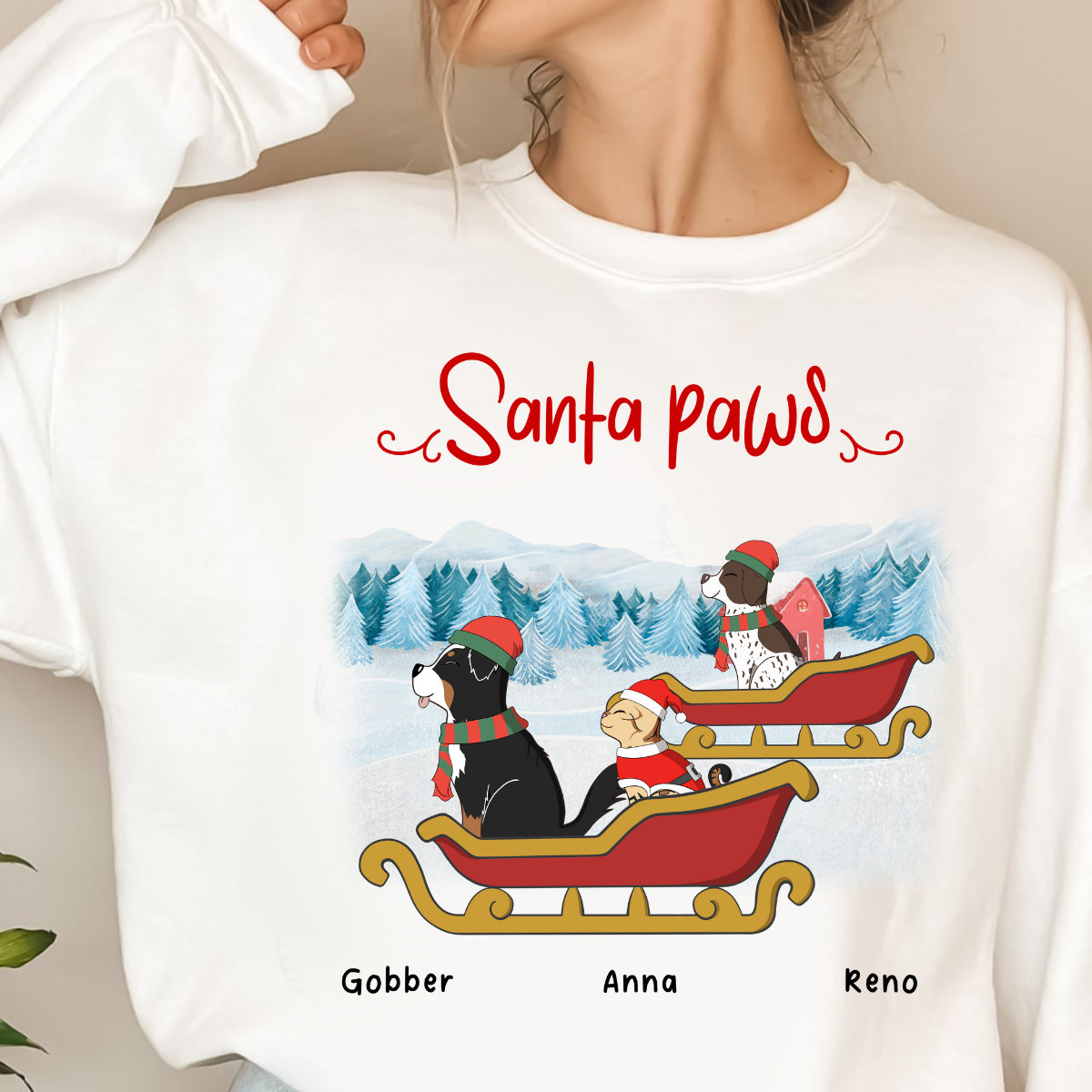 Santa Paw Custom Dog Cat Breed Christmas Personalized Sweatshirt,Pet Lover Christmas Gift, Santa Paws, Christmas Pajamas, Funny Dog Sweatshirt, Dog Lover Gifts