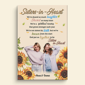 Sisters In Heart - Personalized Canvas - Gift For Sister, Friends