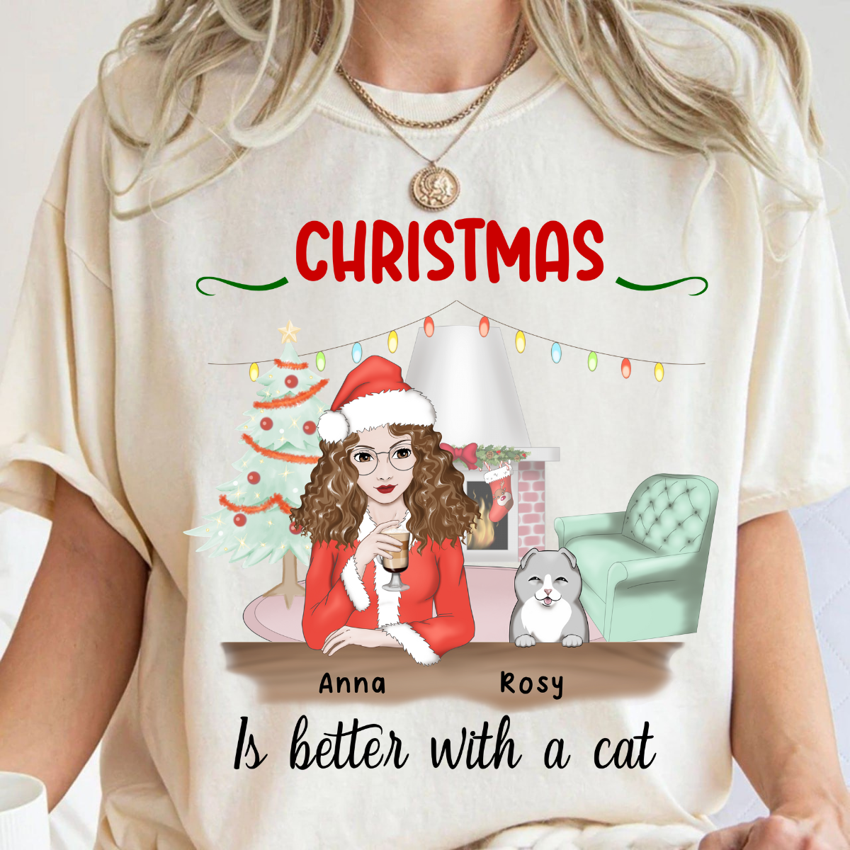 Christmas Is Better With A Cat Personalized T Shirt Winter Season Gift For Cat Lovers Christmas Gift For Cat Mom