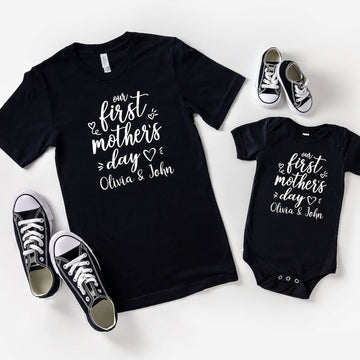 Personalized Our First Mothers Day Shirt, Mommy And Me Matching Shirt, New Mom Mothers Day Gift, Mother And Baby First Mothers Day