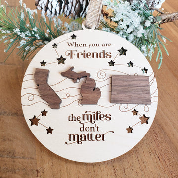 The Miles Don't Matter - Personalized Layered Wooden Ornament - Christmas Gift For Family & Friends