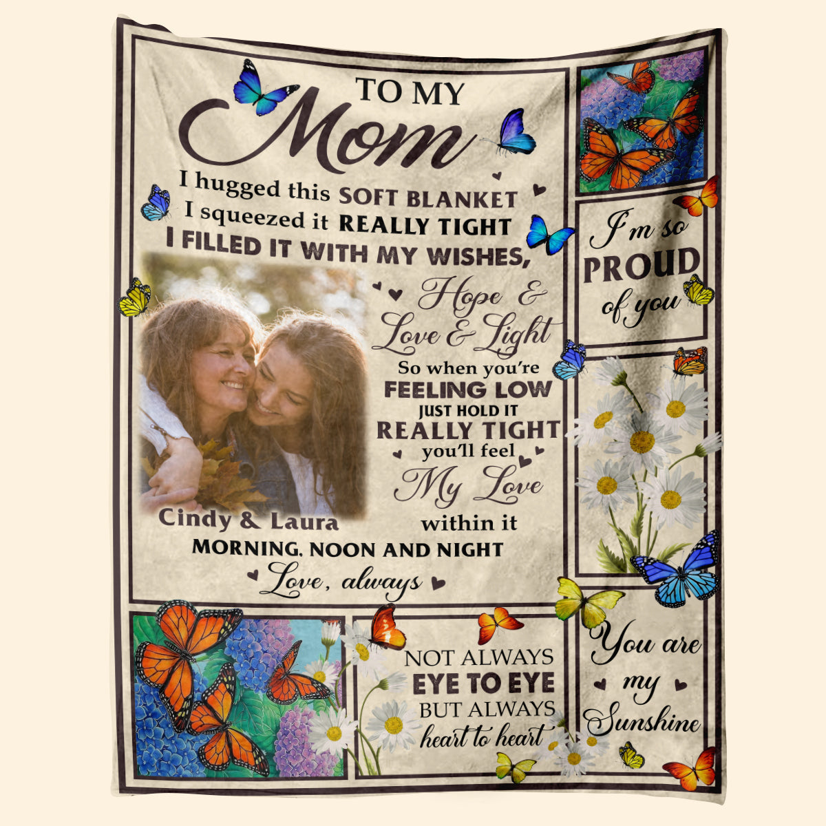 To My Mom Butterflies Mother's Day Gift - Personalized Blanket - Mother's Day Gift, Gift For Mom