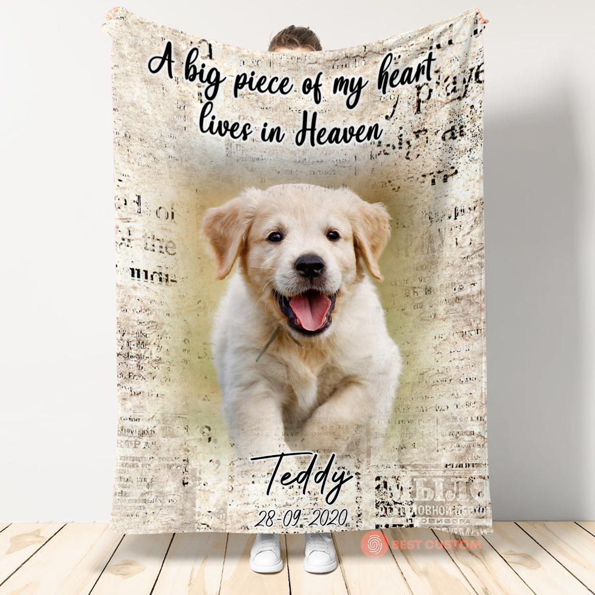 Memorial Blanket For Dog - A Big Piece Of My Heart Lives In Heaven - In Memory Dog Gifts