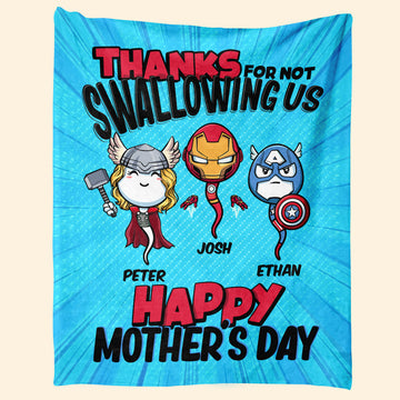 Multiverse Thanks For Not Swallowing - Personalized Blanket - Mother's Day, Funny, Birthday Gift For Mom, Wife