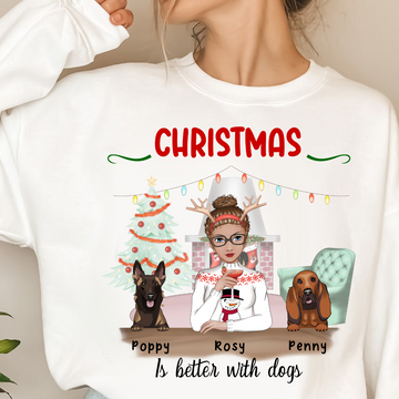 Christmas Is Better With A Dog Personalized Sweatshirt Winter Season Gift For Dog Lovers Christmas Gift For Dog Mom