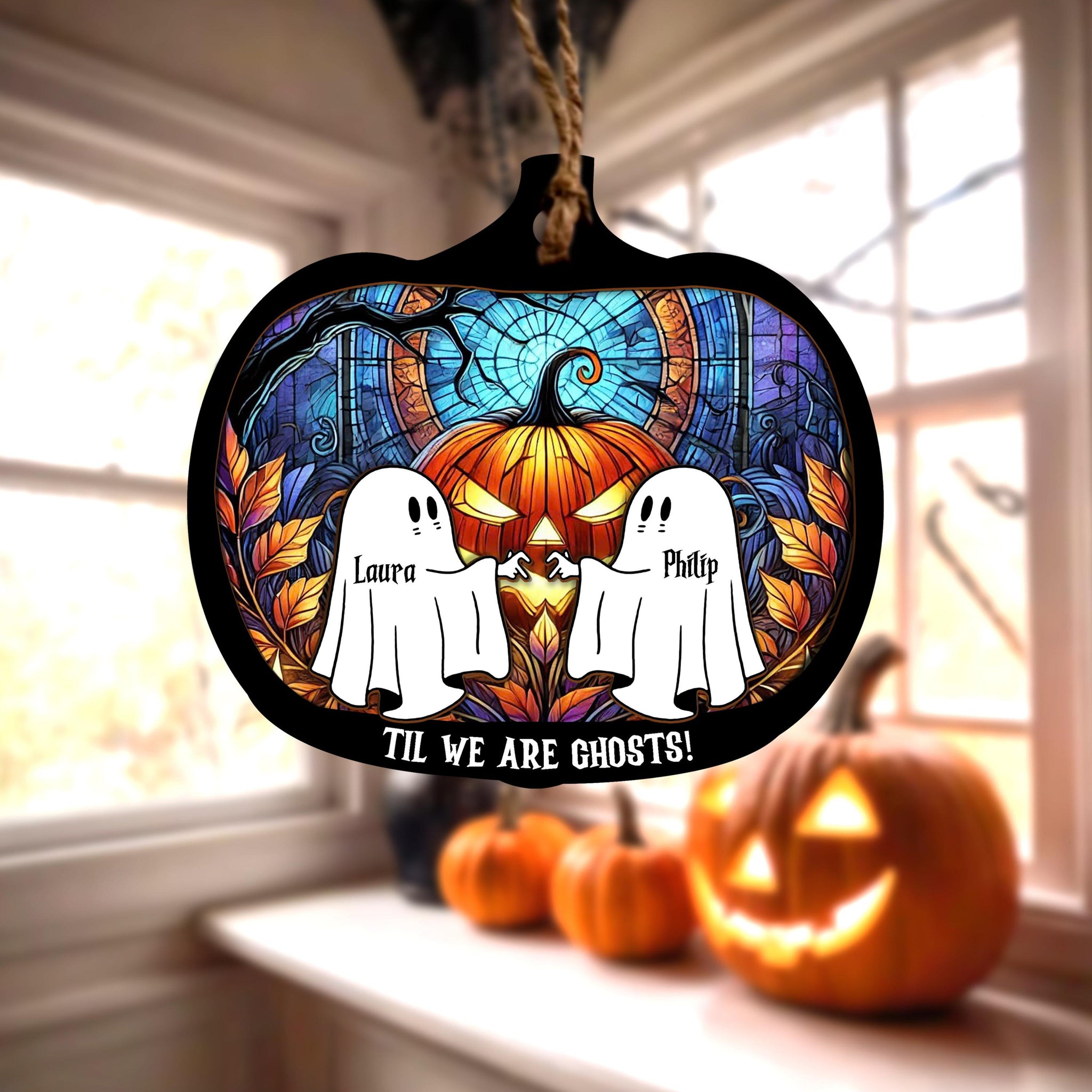 Til We're Ghost - Personalized Suncatcher Ornament - Halloween Gift For Couple