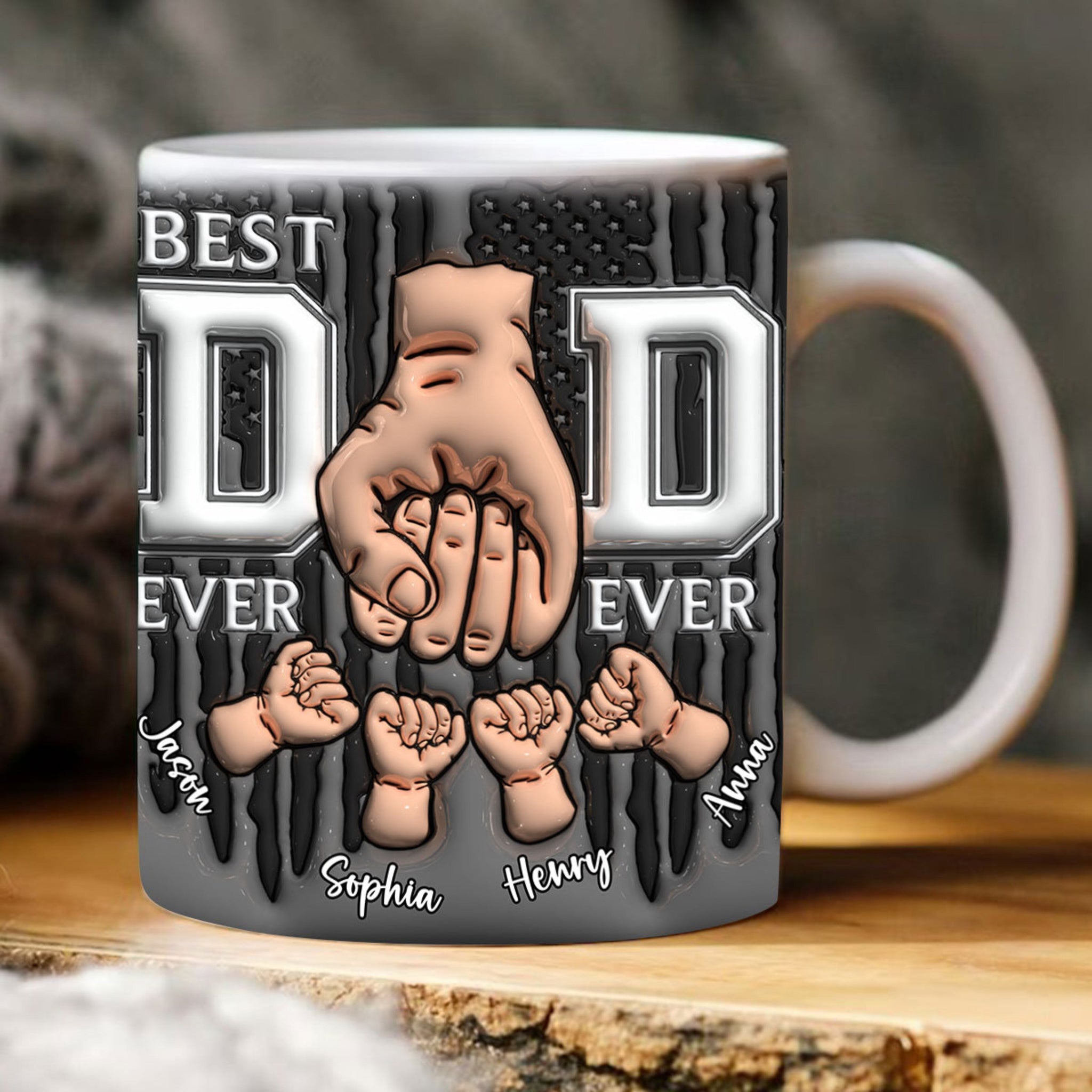 Best Dad Ever Fist Bump - Personalized 3D Inflated Effect Printed Mug - Gift For Father