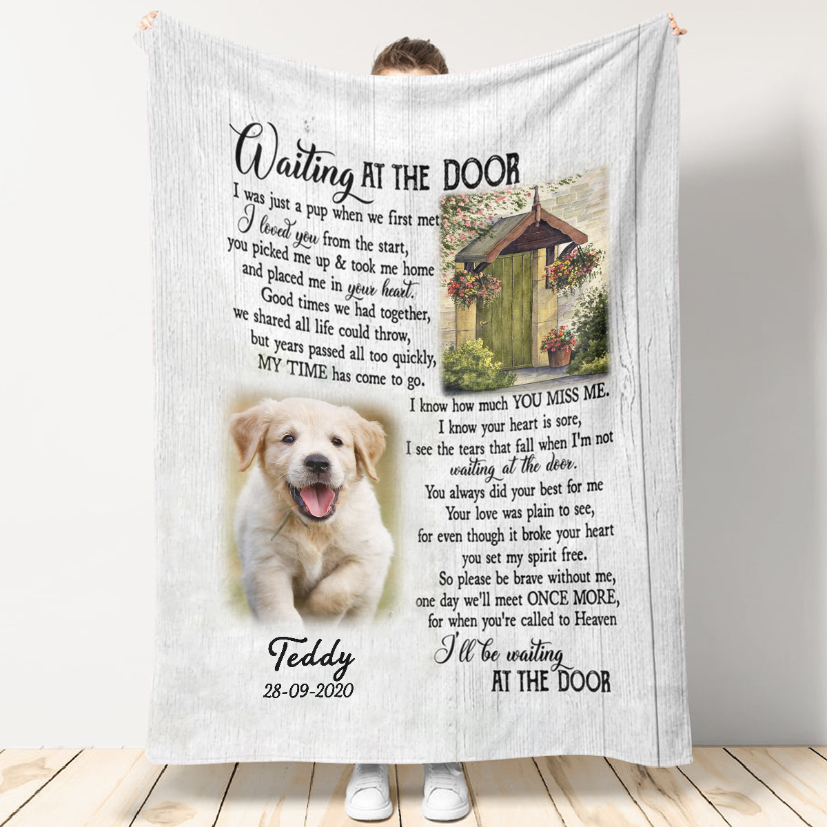 Waiting At The Door Upload Photo Blanket Memorial Gift For Dog Lovers