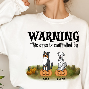 Warning This Area Is Controlled By Dog Personalized Sweatshirt Dog Lovers Sweatshirt Halloween Gift For Dog Lovers