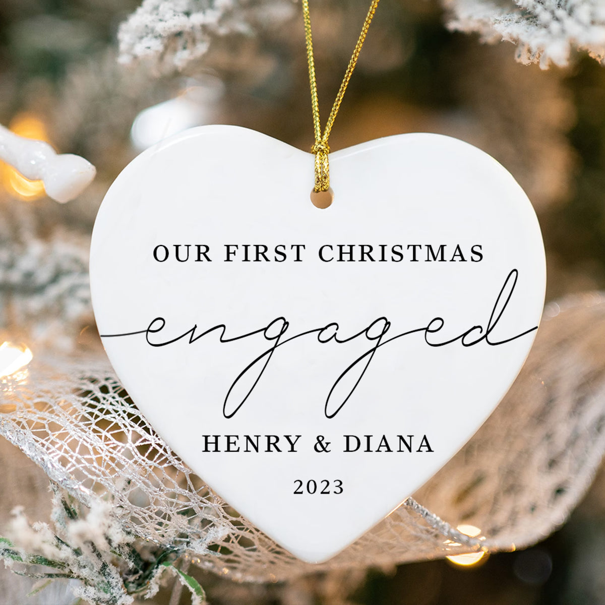 Our First Christmas Engaged - Personalized Ornament - Christmas Gift