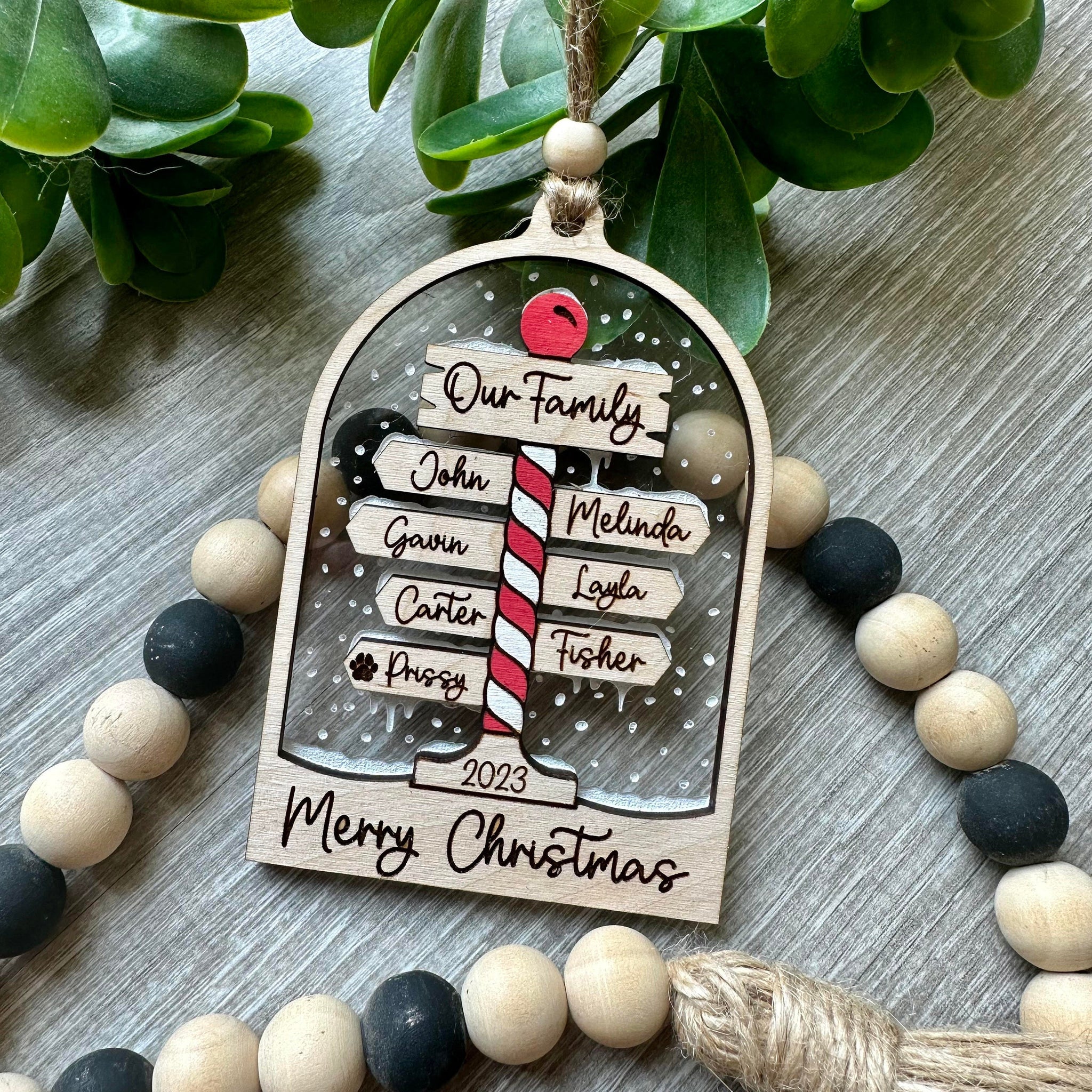 Family Merry Christmas - Personalized Wood And Acrylic Ornament - Christmas Gift For Family