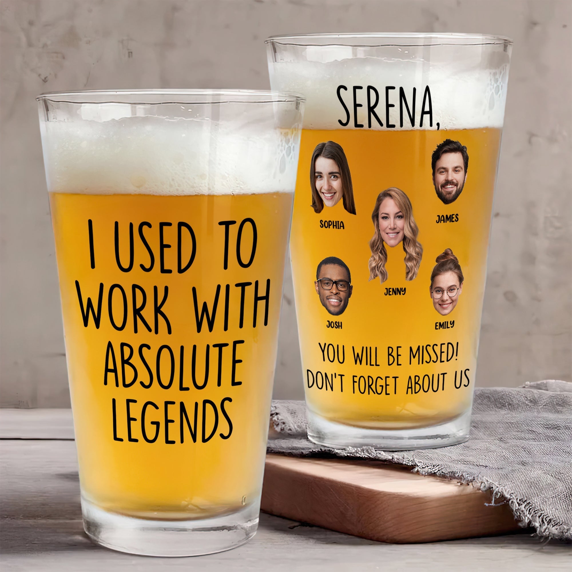 Custom Photo Gifts For Coworker Retirement Beer Glass