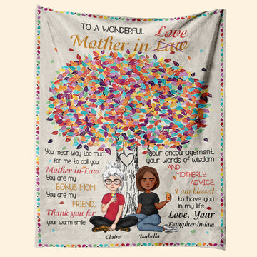 To A Wonderful Mother In love - Personalized Blanket - Mother's day Gift, Gift For Mother-in-Law