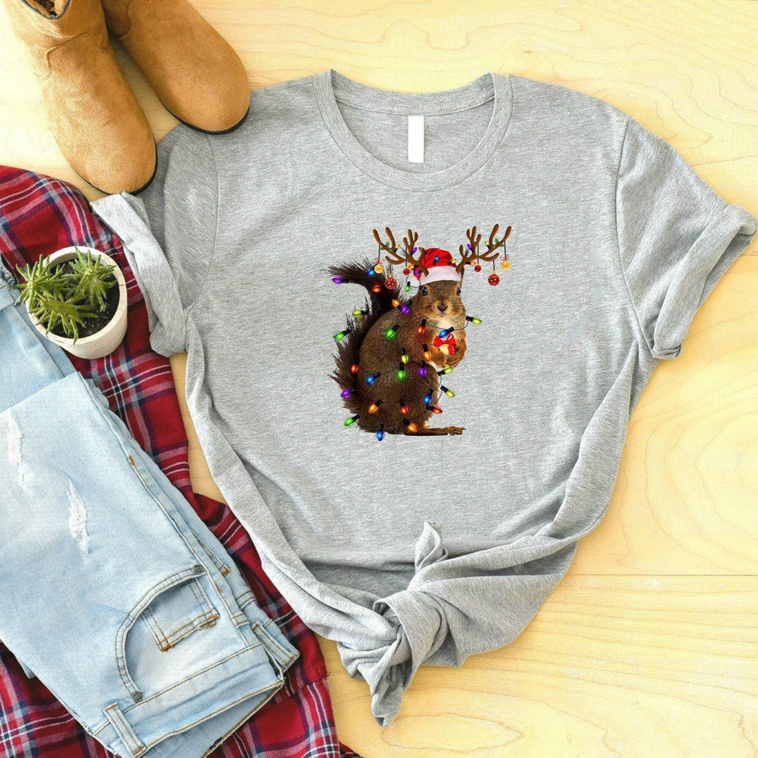 Squirrel Christmas Lights Shirt, Funny Christmas T-Shirt, Xmas Party Shirt, Family Christmas Shirt, Holiday Tee, Gift For Christmas