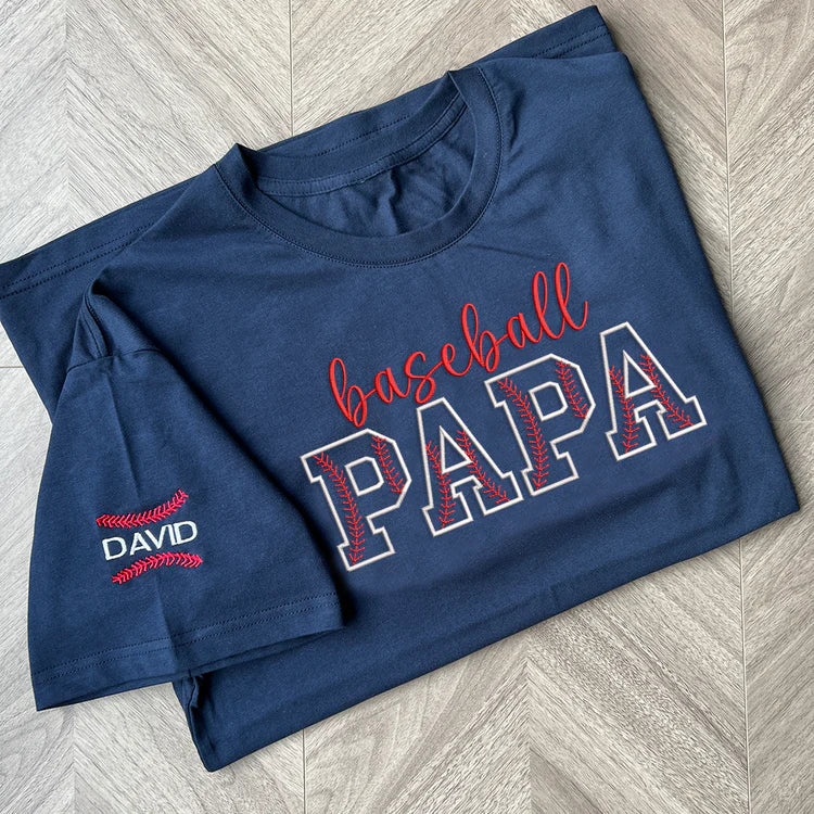 Custom Embroidered Papa Baseball Shirt