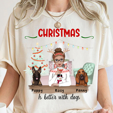 Christmas Is Better With A Dog Personalized T Shirt Winter Season Gift For Dog Lovers Christmas Gift For Dog Mom