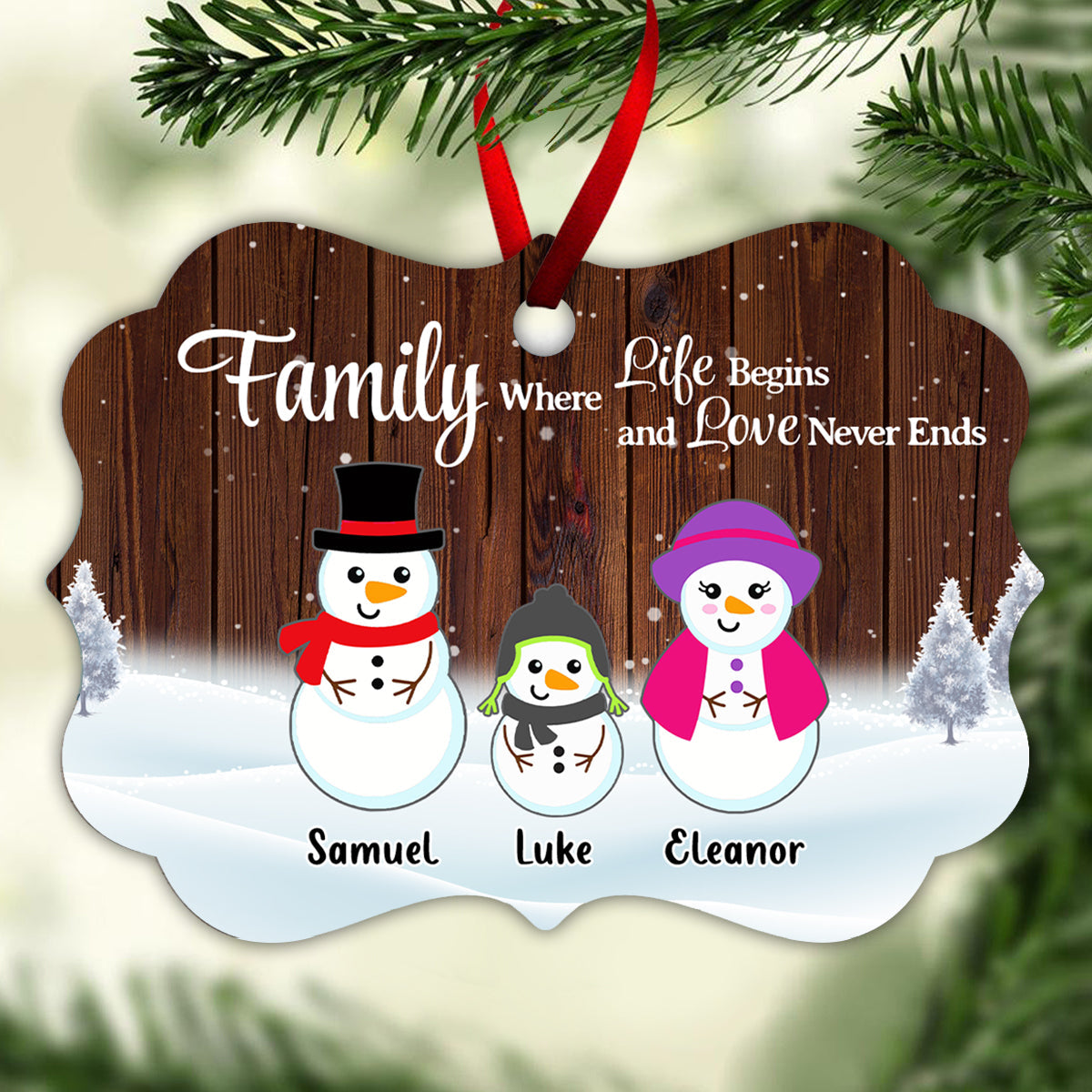 Snowman Family - Personalized Ornament - Christmas Gift For Family