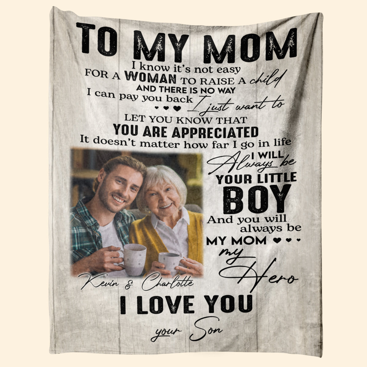 To My Mom From Daughter Son Vintage - Personalized Blanket - Loving, Birthday, Mother's Day Gift For Mom, Mother