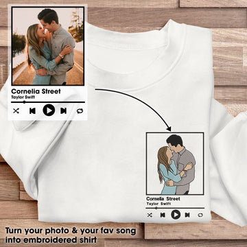 Custom Photo Love Song For Couple Embroidered Apparel