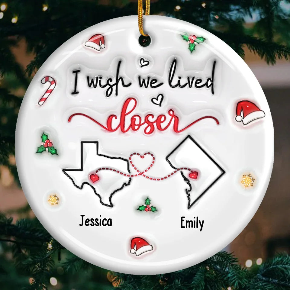 Long Distance Friends - Personalized 3D Inflated Effect Printed Ornament - Christmas For Friends, Besties, Family