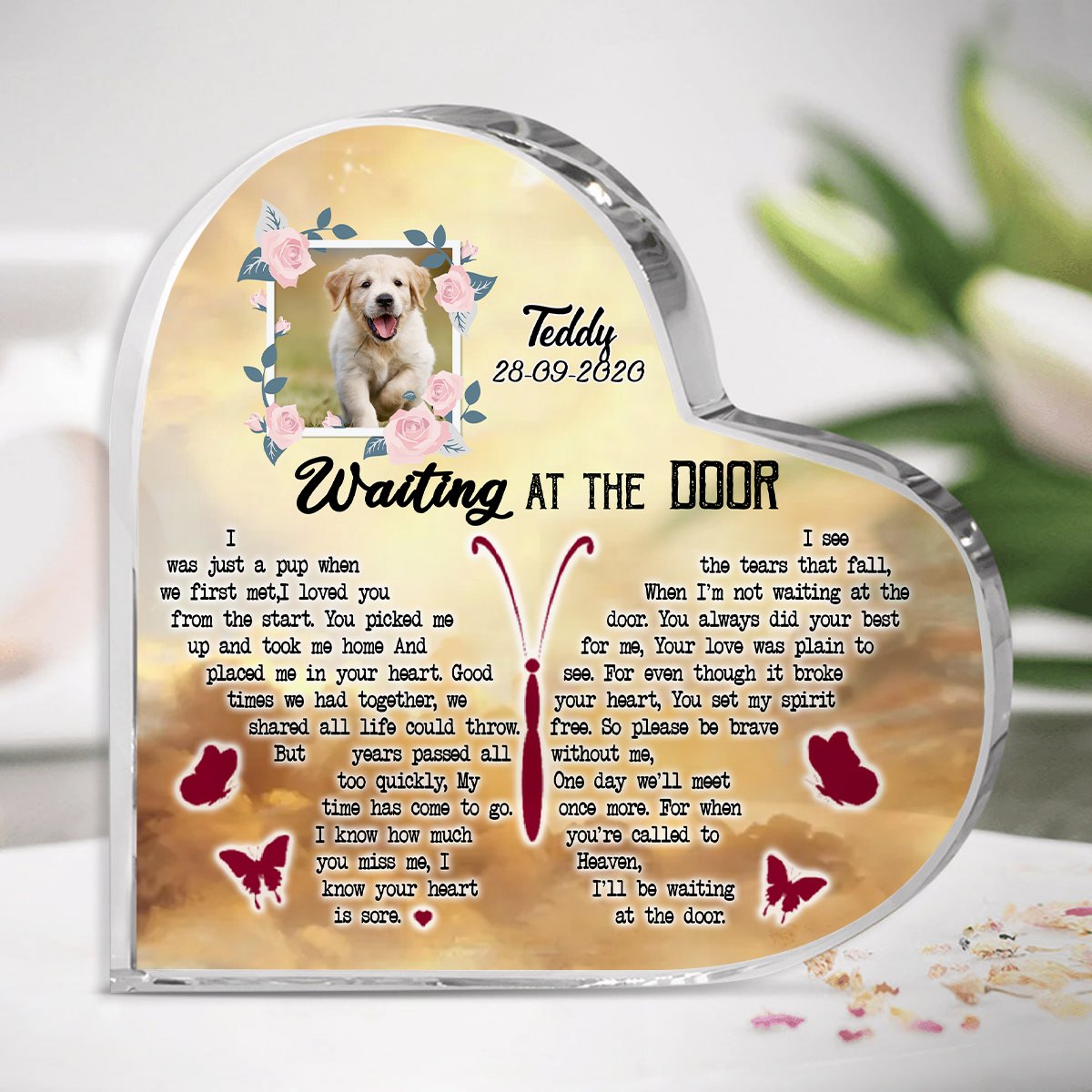 Acrylic Plaque Dog Gift Memorial - Waiting At The Door - Dog Remembrance Ideas