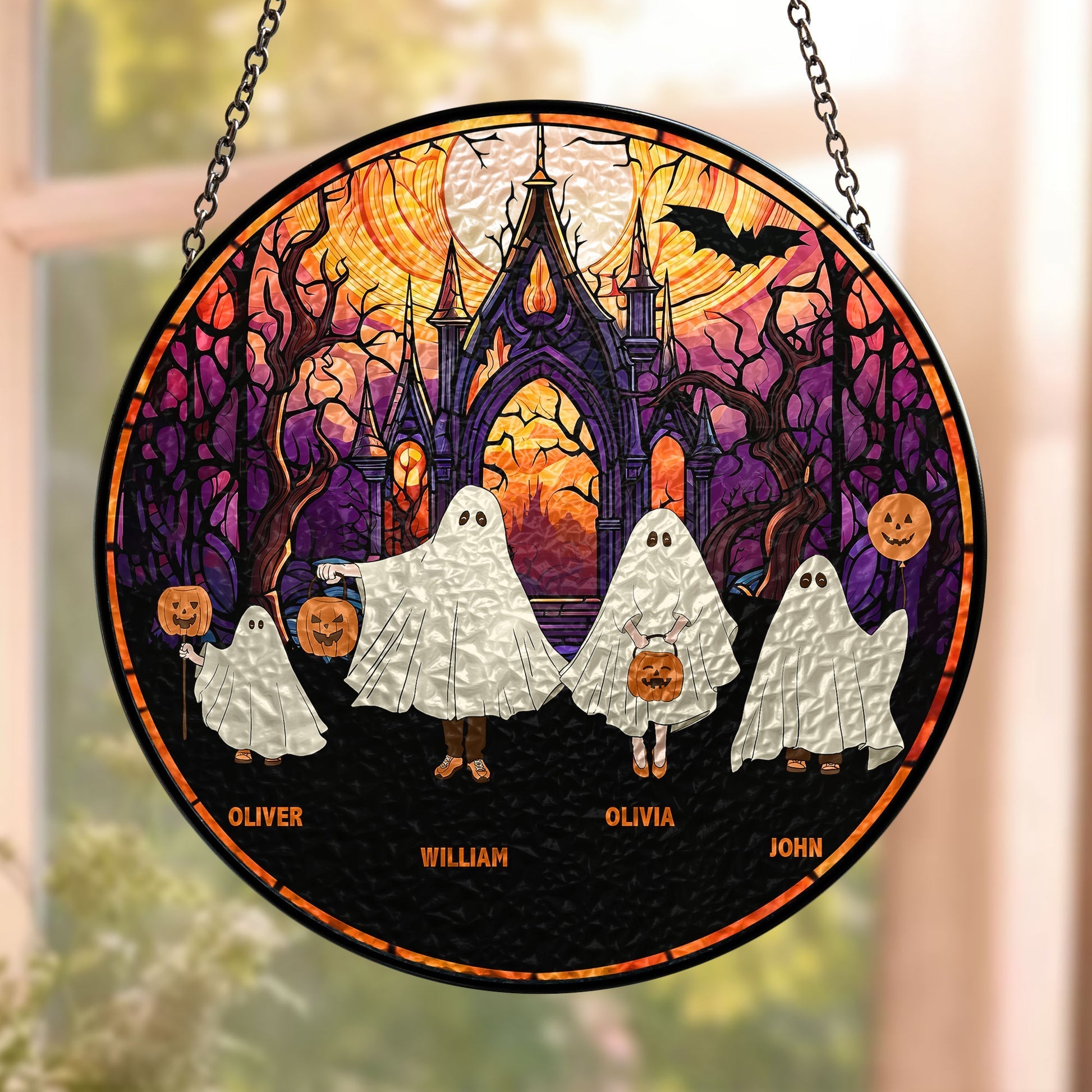 Halloween Ghost Family - Personalized Suncatcher Stained Glass - Halloween Gift For Family