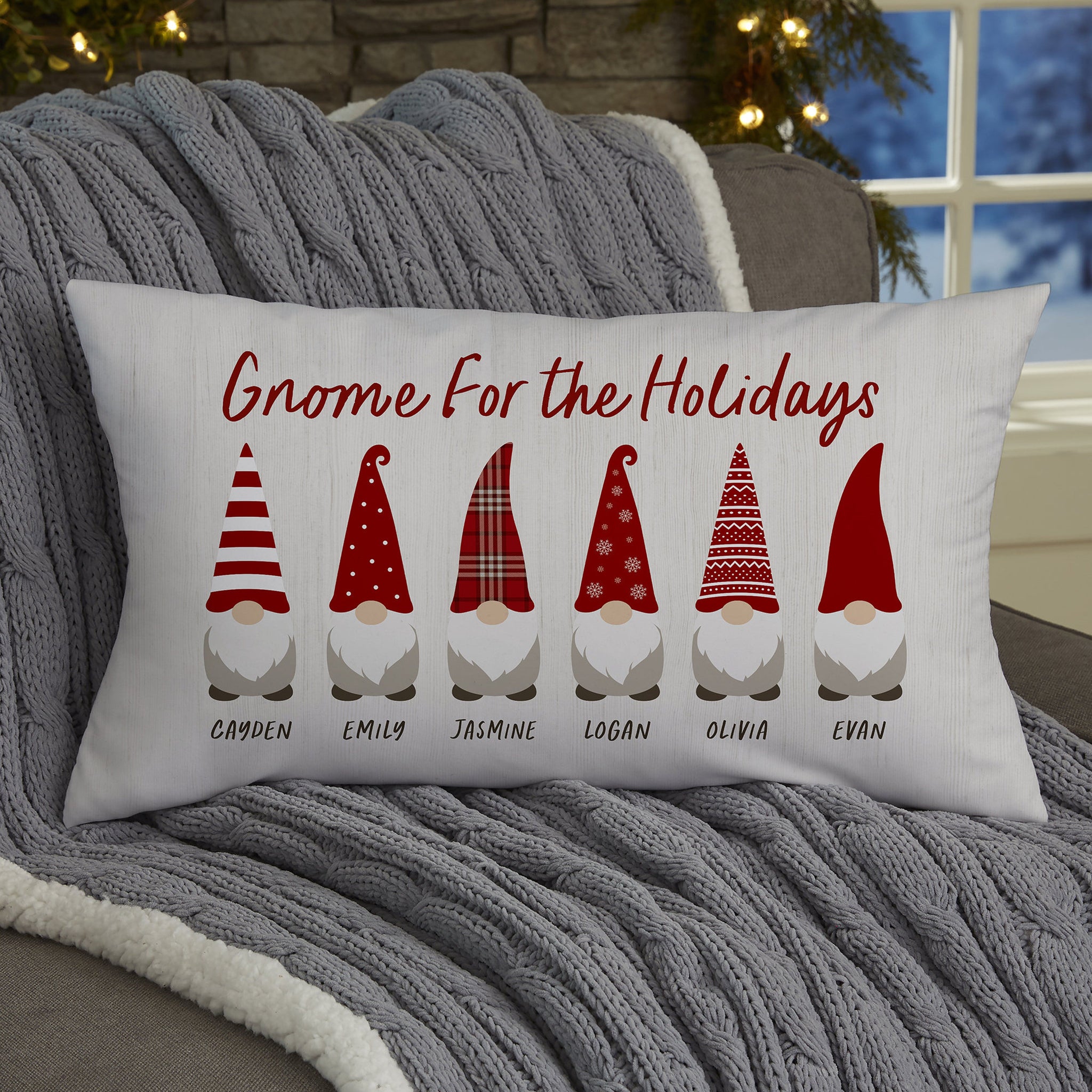 Gnome For The Holidays - Personalized Pillow - Christmas Gift For Family