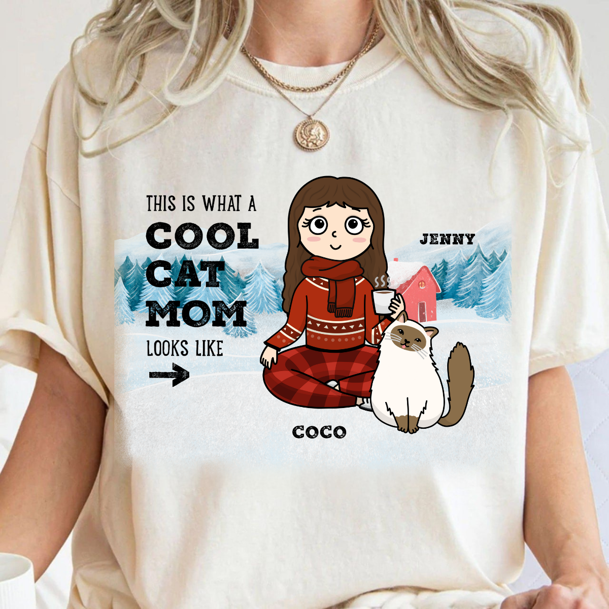 This Is What A Cool Pet Mom Look Likes Personalized T-Shirt Custom Christmas Gift For Dog Mom Cat Mom Winter Season Gift For Friends